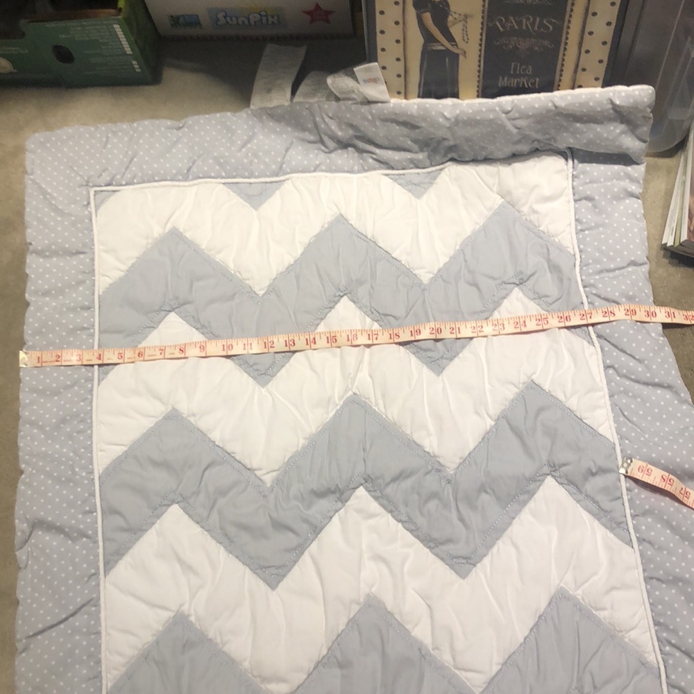 Quilted baby blanket,or for your favorite puppy -shades of light, gray and white